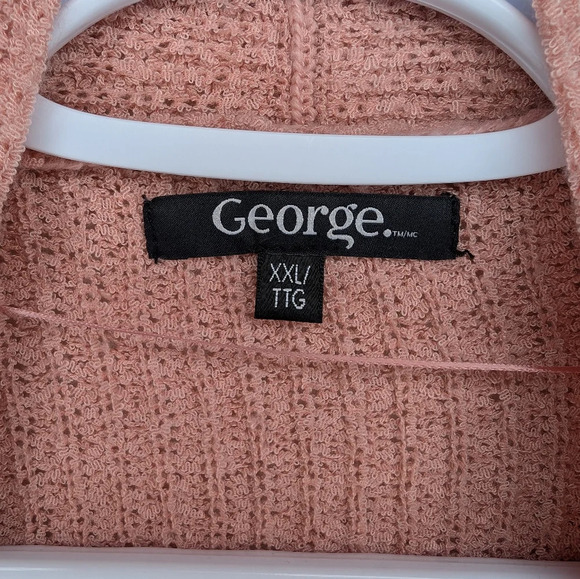 George Dusty Pink Rose 3/4 Flowy Sleeve Open Front Cardigan XXL - Picture 3 of 7